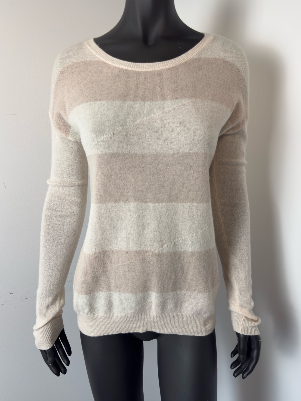 Joie Cashmere Striped Lightweight Crewneck Sweater - Blush Stripe